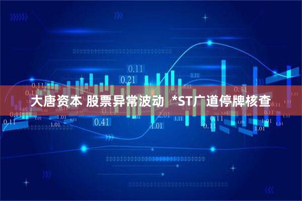 大唐资本 股票异常波动  *ST广道停牌核查