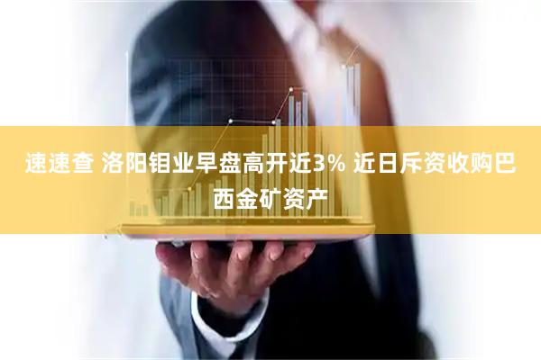速速查 洛阳钼业早盘高开近3% 近日斥资收购巴西金矿资产