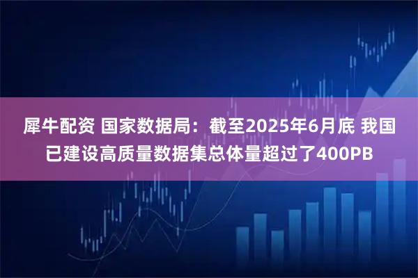 犀牛配资 国家数据局:截至2025年6月底 我国已建设高质量数据集总体量超过了400PB